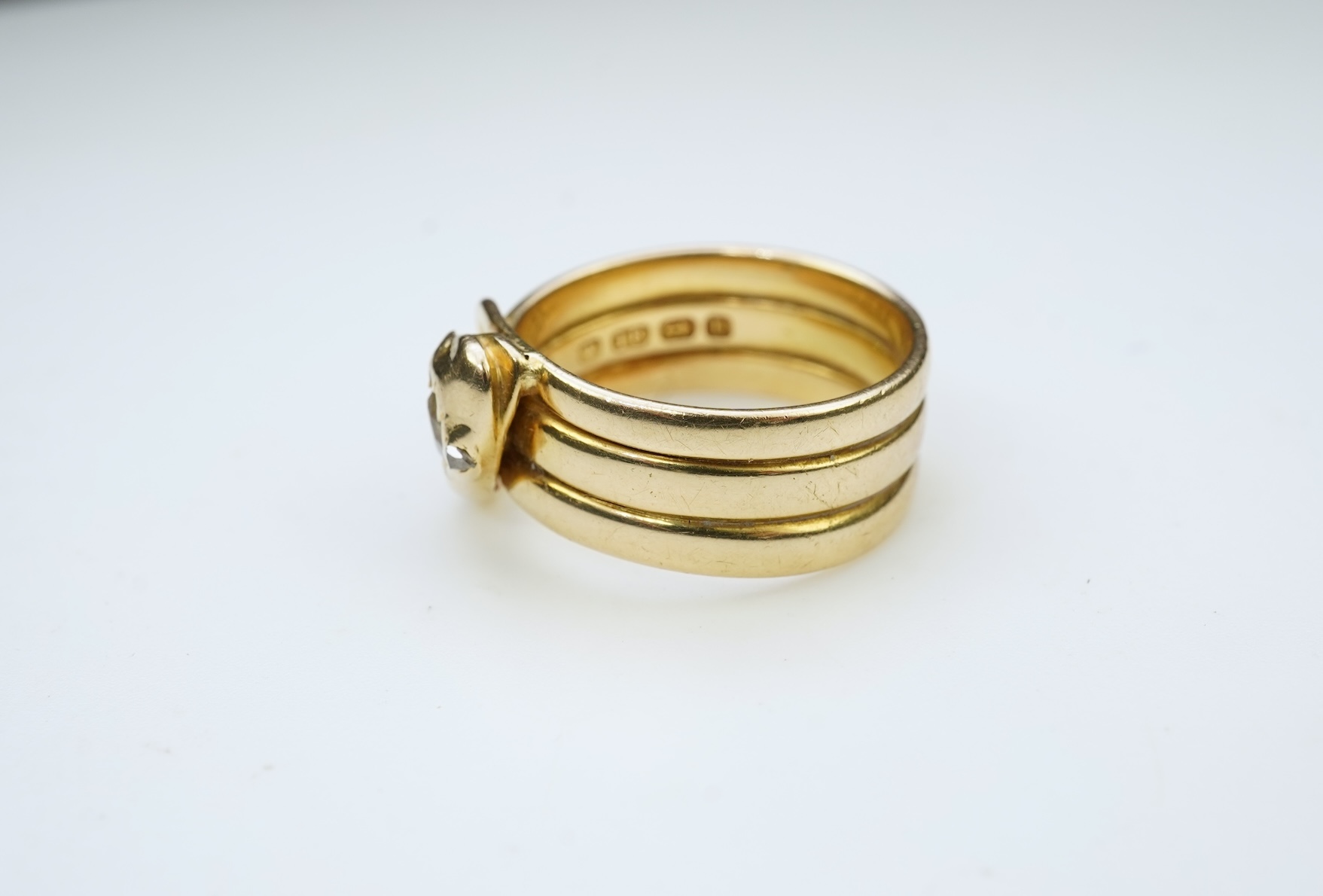 A Victorian gold ring, circa 1876